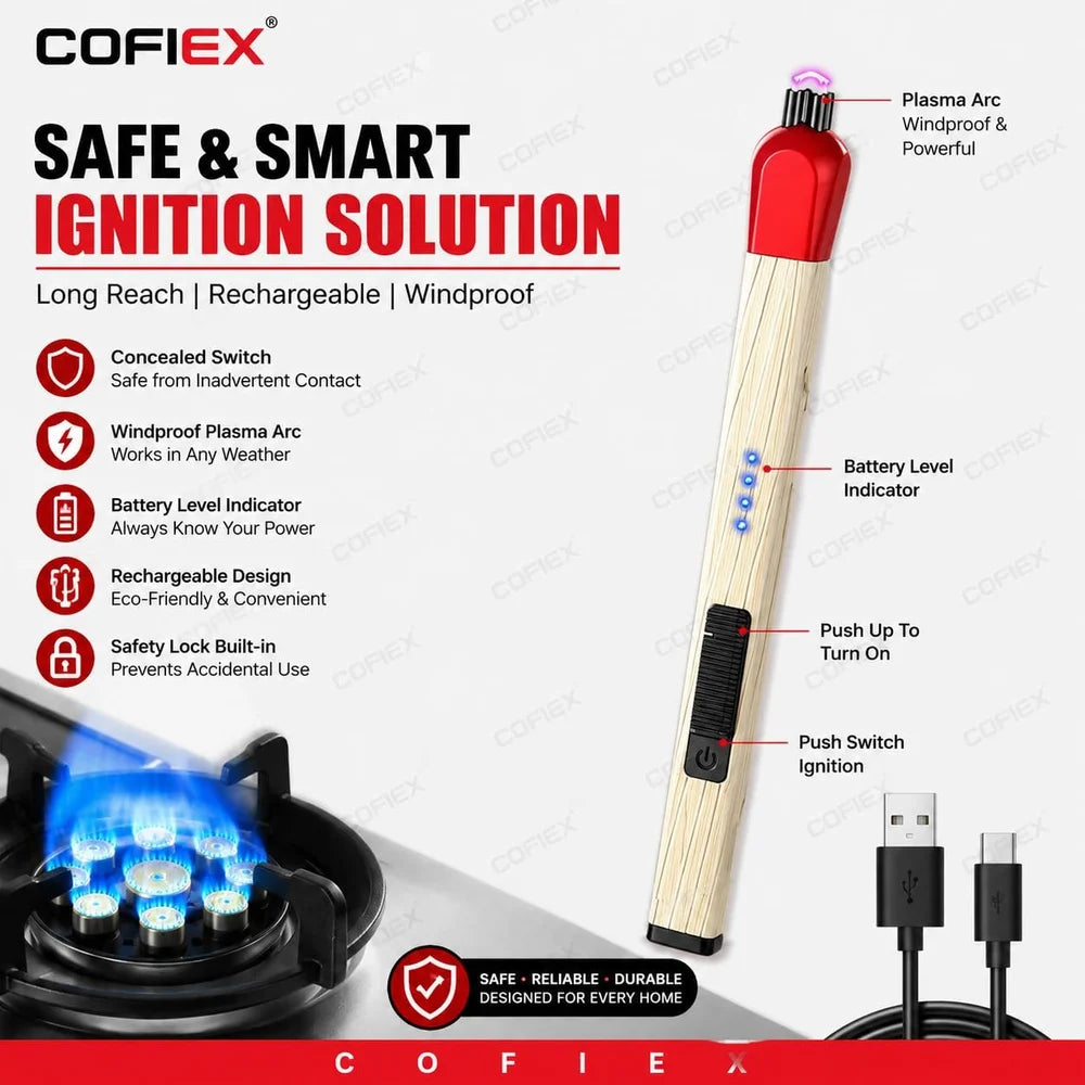 USB Rechargeable Electric Arc Lighter for Gas Stoves & Candles