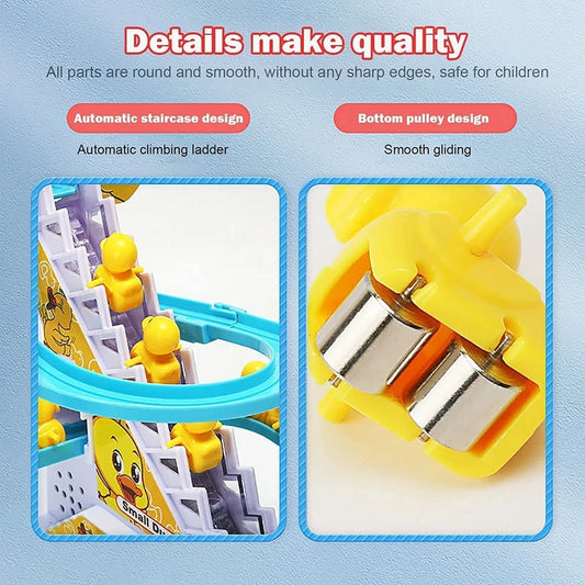 Electric Climbing Duck Track Toy – Musical Escalator Duck Race Toy with Lights for Kids