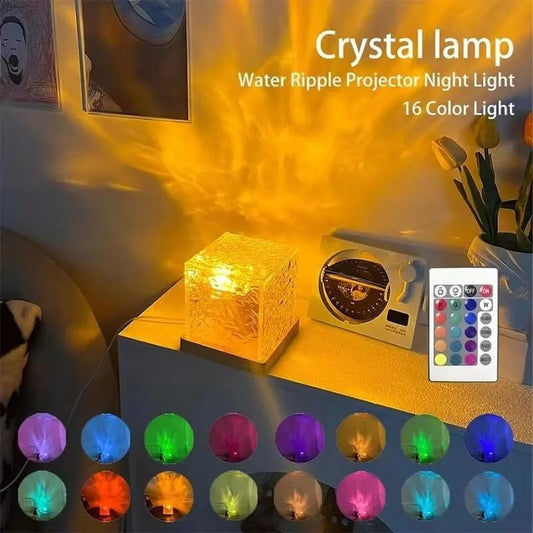 RGB Crystal Cube Aurora Night Light with Remote Control – 16 Color Changing LED Mood Lamp