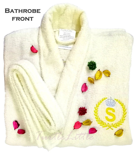 Kids Hooded Bathrobe – Custom Name Soft Fleece Bath Gown with Embroidered Cartoon Design