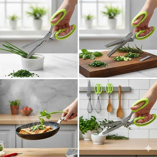 5-Blade Herb Scissors – Multi-Blade Kitchen Scissors for Fast Herb & Vegetable Cutting | Stainless Steel