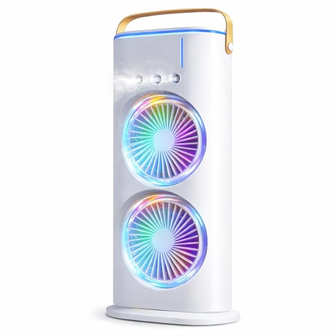 Rechargeable Portable Air Cooler Fan with Remote Control & Mist Spray