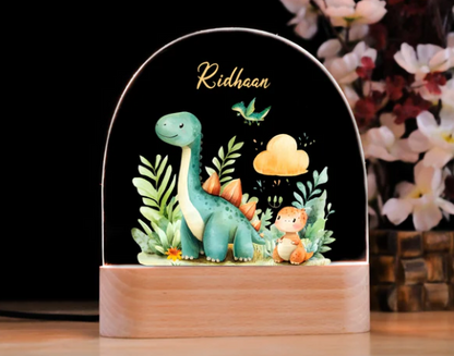LED Night Lamp – Custom Name Kids Night Light with Wooden Base | Nursery & Bedroom Décor
