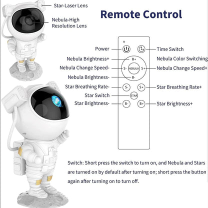Astronaut Galaxy Star Projector with Remote Control – LED Nebula Night Light for Bedroom & Home Décor