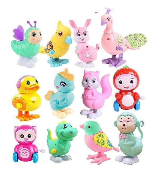 Colourful Key Wind-Up Bird & Animal Jumping Walking Toys – Pack of Any 4