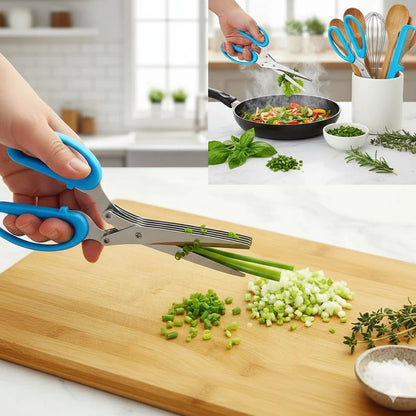 5-Blade Herb Scissors – Multi-Blade Kitchen Scissors for Fast Herb & Vegetable Cutting | Stainless Steel