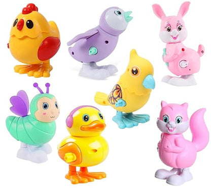 Colourful Key Wind-Up Bird & Animal Jumping Walking Toys – Pack of Any 4