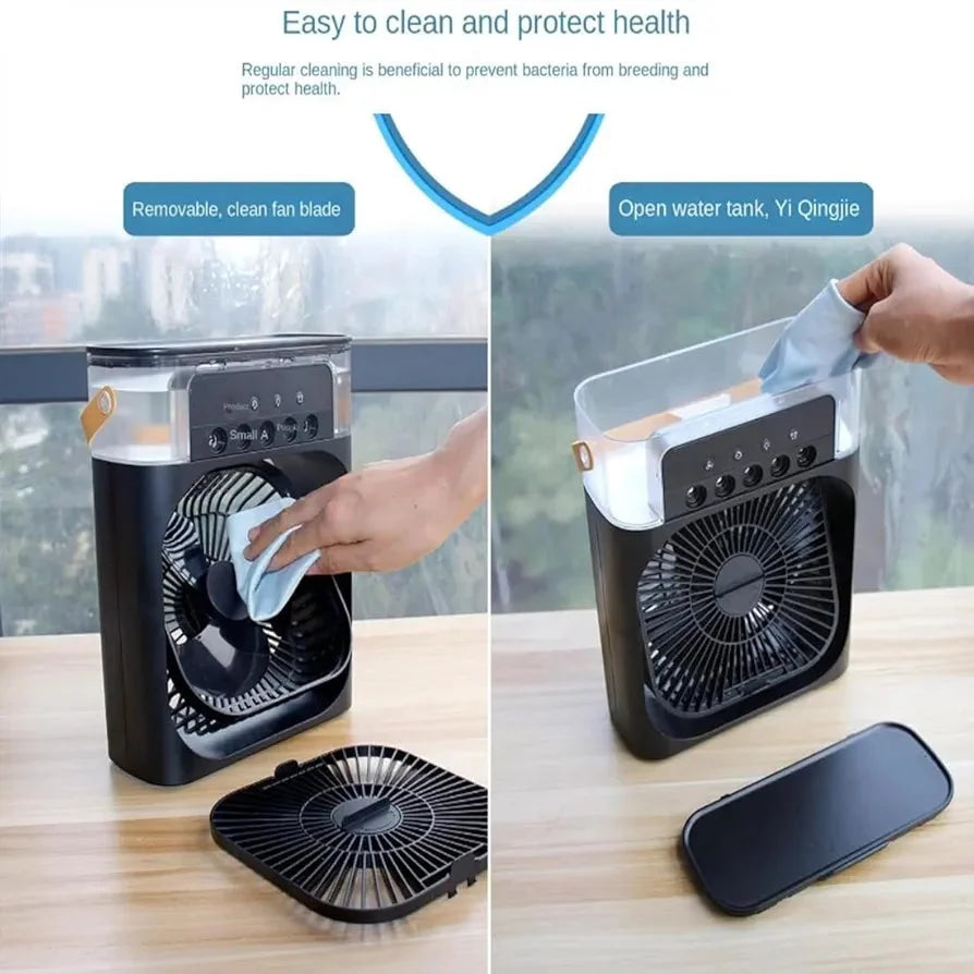 Portable Mini Air Cooler Fan with 5 Mist Spray Modes & 600ml Water Tank