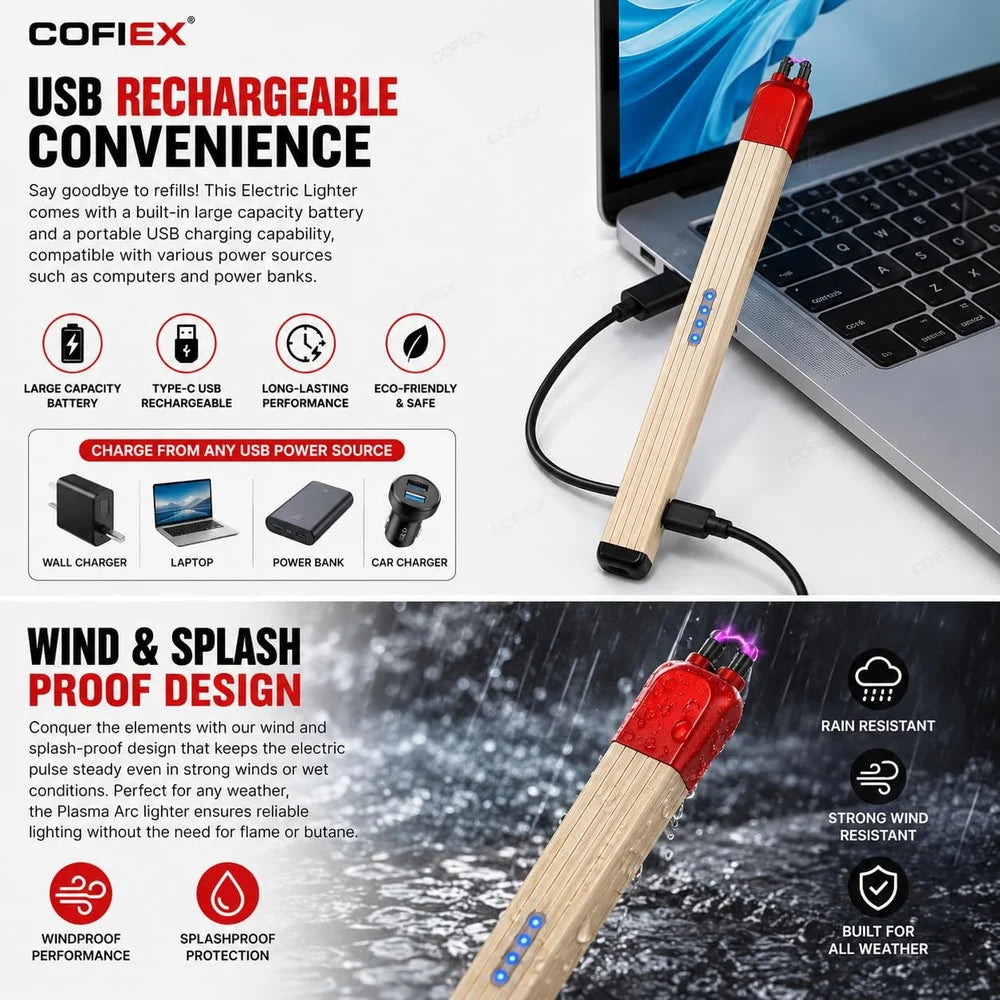USB Rechargeable Electric Arc Lighter for Gas Stoves & Candles