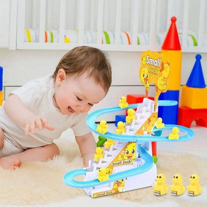 Electric Climbing Duck Track Toy – Musical Escalator Duck Race Toy with Lights for Kids