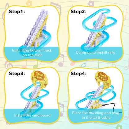 Electric Climbing Duck Track Toy – Musical Escalator Duck Race Toy with Lights for Kids