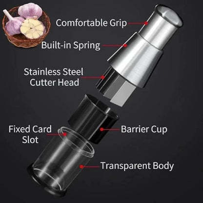 Manual Garlic Chopper &amp; Vegetable Mini Food Chopper – Stainless Steel Hand Press Garlic Mincer