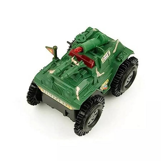 360° Stunt Military Tank Toy Car – Rotating Off-Road RC Style Toy with LED Lights & Bump-and-Go Action
