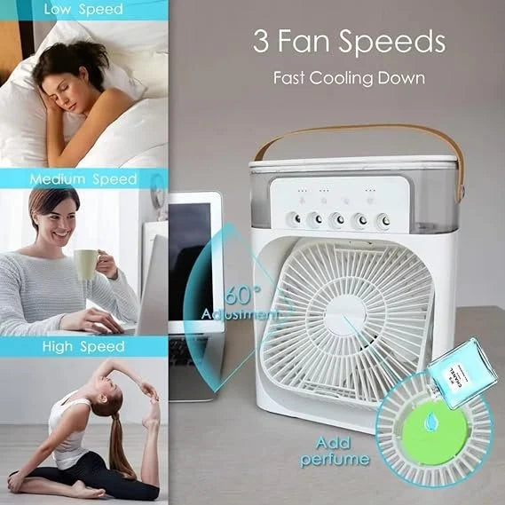 Portable Mini Air Cooler Fan with 5 Mist Spray Modes & 600ml Water Tank