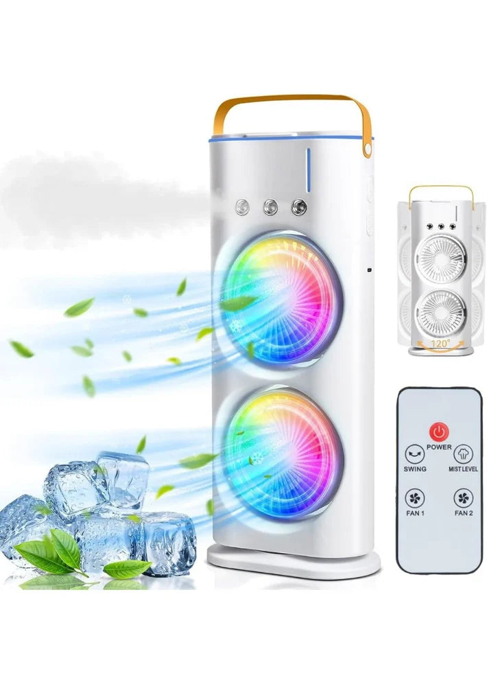 Rechargeable Portable Air Cooler Fan with Remote Control & Mist Spray
