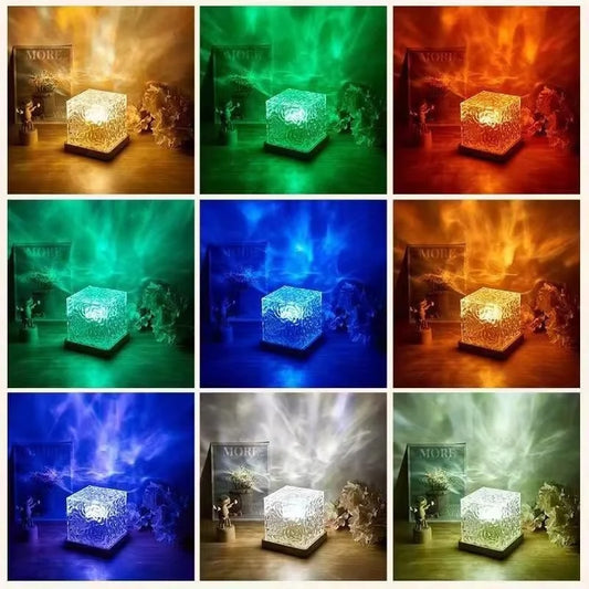 RGB Crystal Cube Aurora Night Light with Remote Control – 16 Color Changing LED Mood Lamp