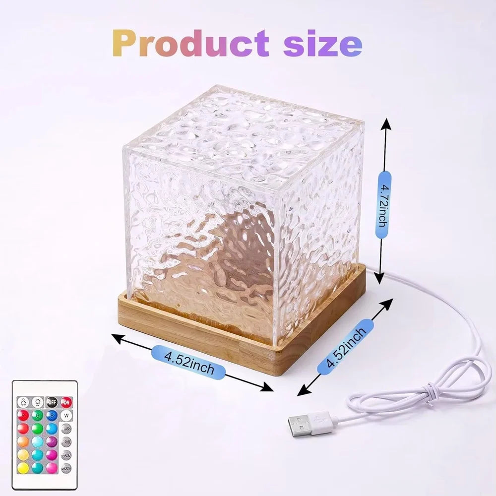 RGB Crystal Cube Aurora Night Light with Remote Control – 16 Color Changing LED Mood Lamp