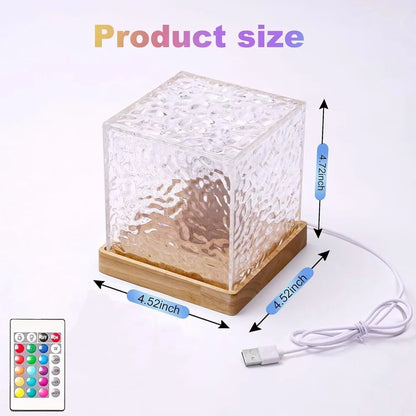 RGB Crystal Cube Aurora Night Light with Remote Control – 16 Color Changing LED Mood Lamp