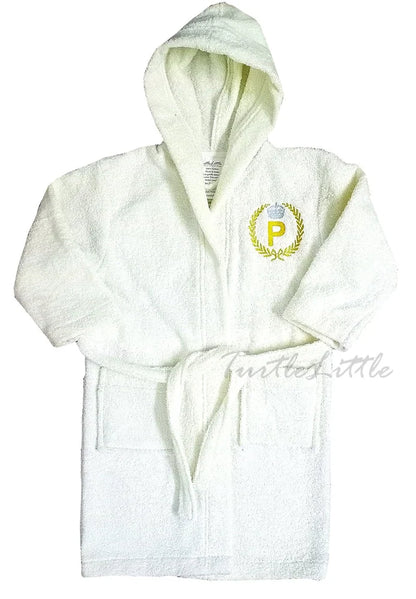 Kids Hooded Bathrobe – Custom Name Soft Fleece Bath Gown with Embroidered Cartoon Design
